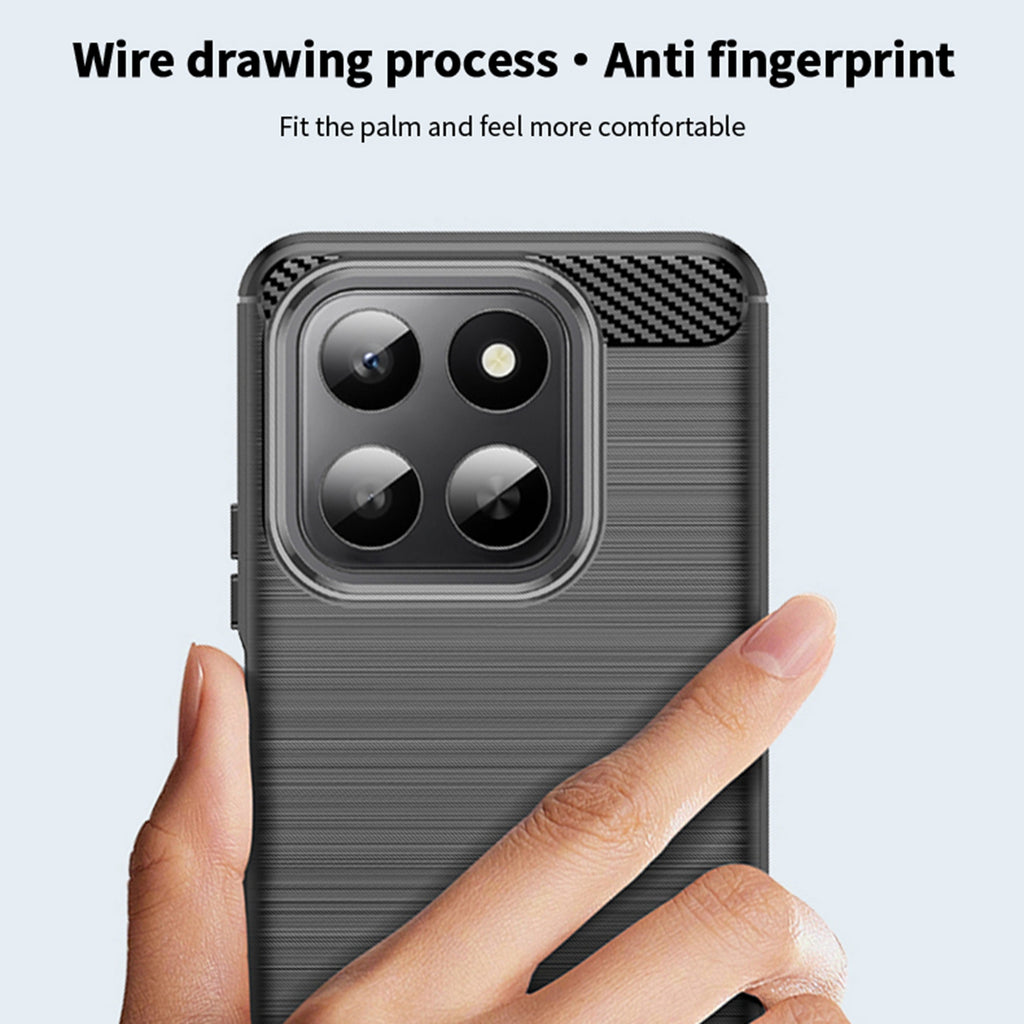 For Honor 400 Smart 5G Back Cover MOFI Brushed Texture Carbon Fiber Soft TPU Case