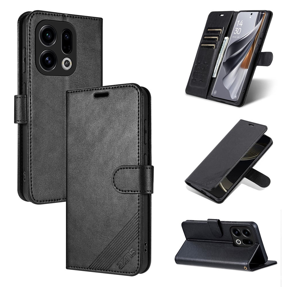 AZNS For Oppo Find X9 5G Case Anti-Scratch PU Leather Stand Wallet Phone Cover