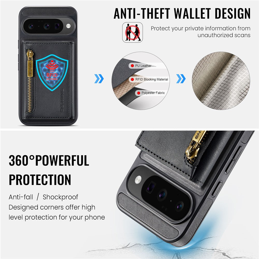 DG.MING M5 Series For Google Pixel 10  /  10 Pro Case Detachable Magnetic Leather Phone Cover with Card Slots