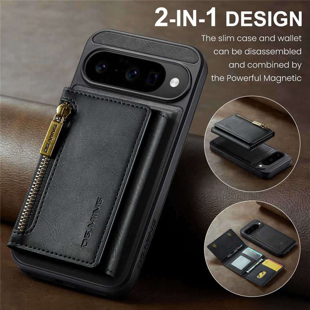 DG.MING M5 Series For Google Pixel 10  /  10 Pro Case Detachable Magnetic Leather Phone Cover with Card Slots
