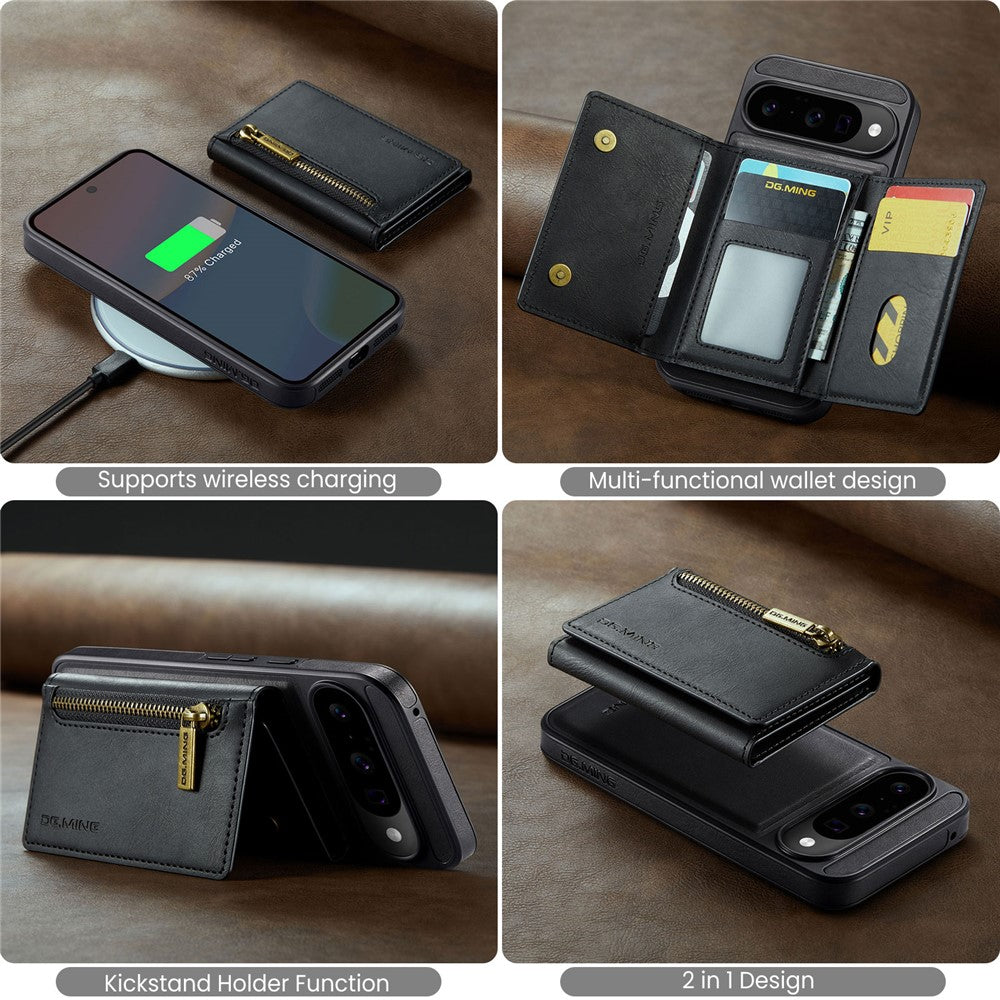 DG.MING M5 Series For Google Pixel 10  /  10 Pro Case Detachable Magnetic Leather Phone Cover with Card Slots