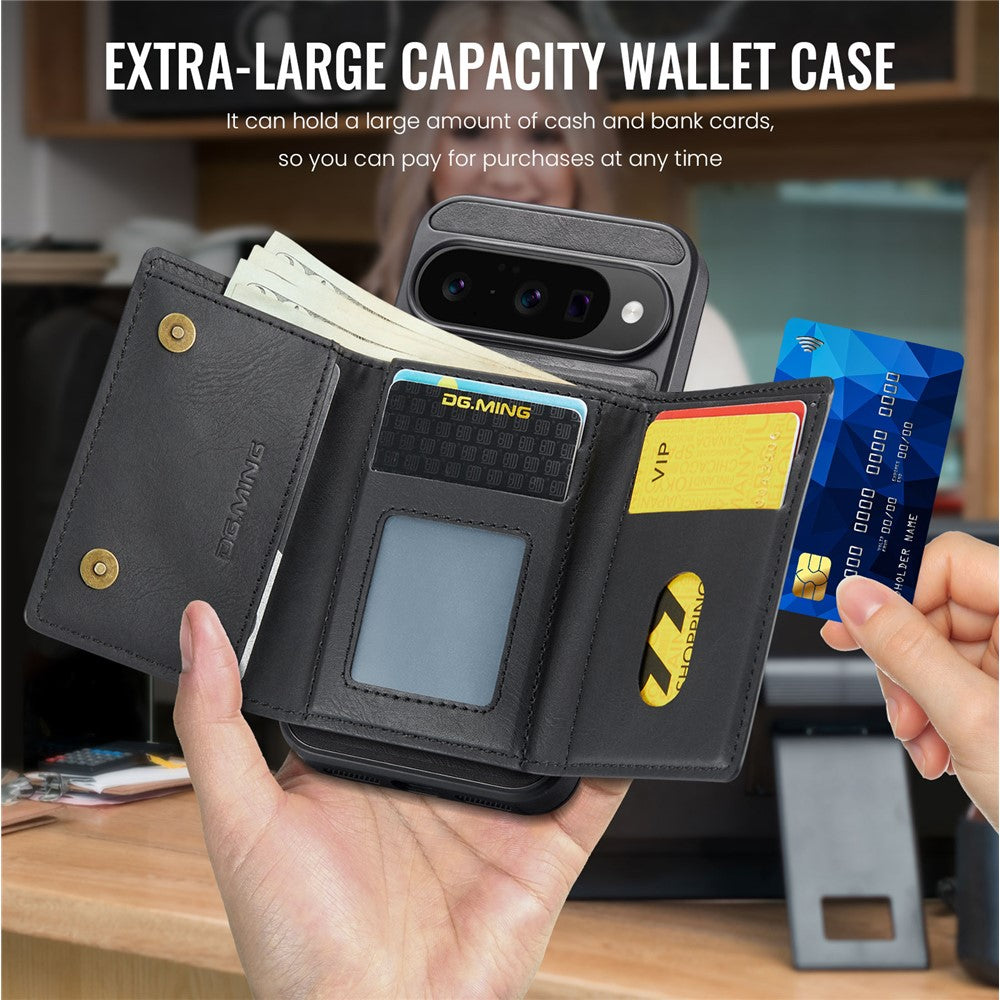 DG.MING M6 Series For Google Pixel 10  /  10 Pro Case Magnetic Wallet PU + PC + TPU Phone Cover