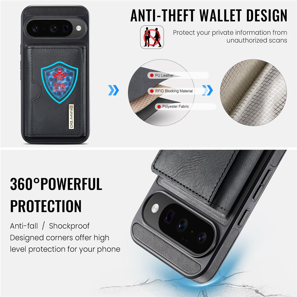 DG.MING M6 Series For Google Pixel 10  /  10 Pro Case Magnetic Wallet PU + PC + TPU Phone Cover