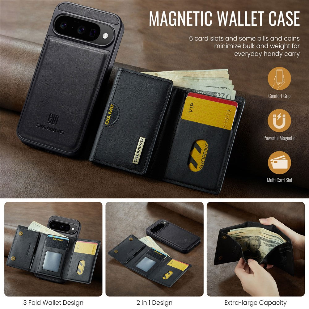 DG.MING M6 Series For Google Pixel 10  /  10 Pro Case Magnetic Wallet PU + PC + TPU Phone Cover