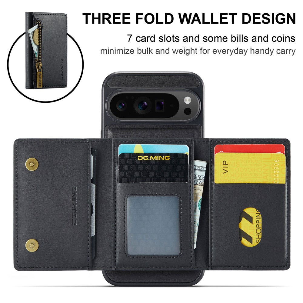 DG.MING M5 Series For Google Pixel 10 Pro XL Case Detachable Magnetic Leather Phone Cover with Card Slots