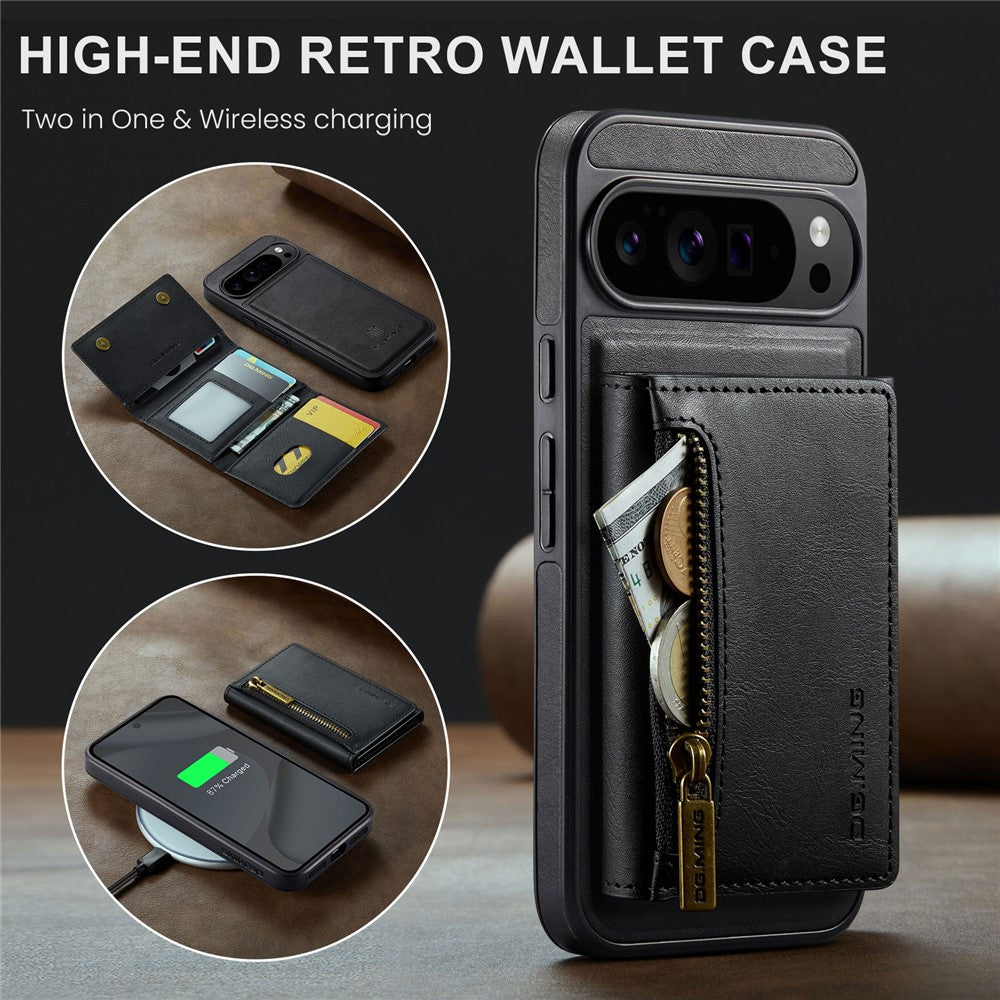 DG.MING M5 Series For Google Pixel 10 Pro XL Case Detachable Magnetic Leather Phone Cover with Card Slots