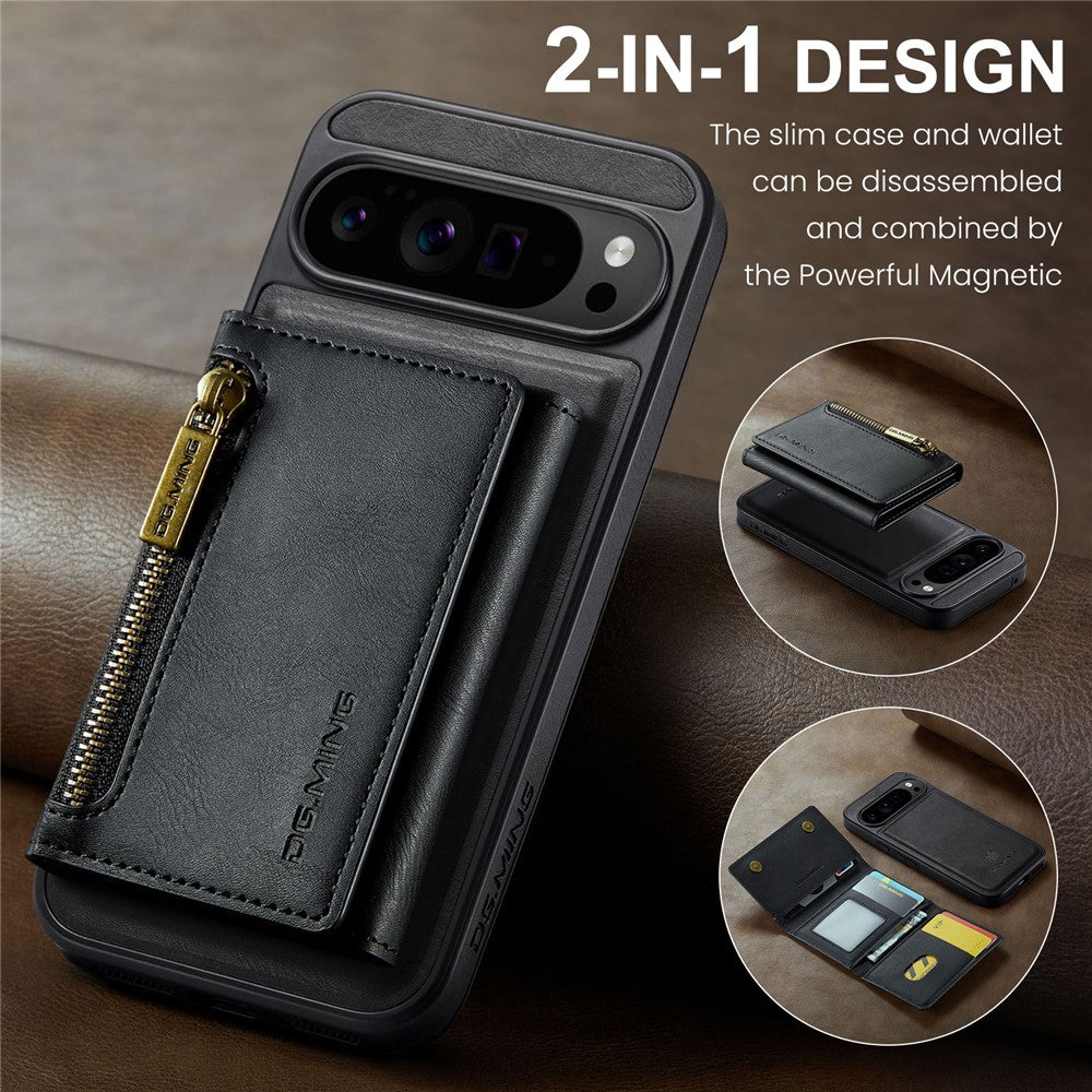 DG.MING M5 Series For Google Pixel 10 Pro XL Case Detachable Magnetic Leather Phone Cover with Card Slots