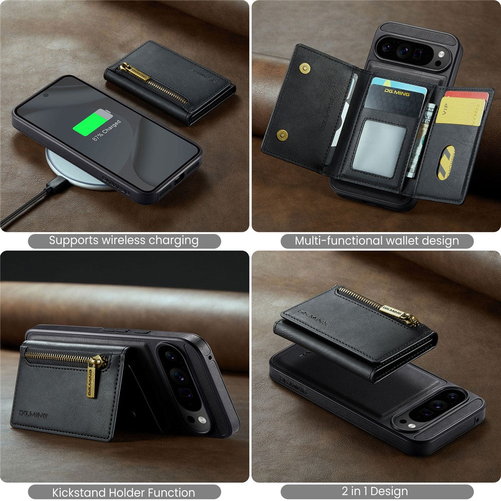 DG.MING M5 Series For Google Pixel 10 Pro XL Case Detachable Magnetic Leather Phone Cover with Card Slots