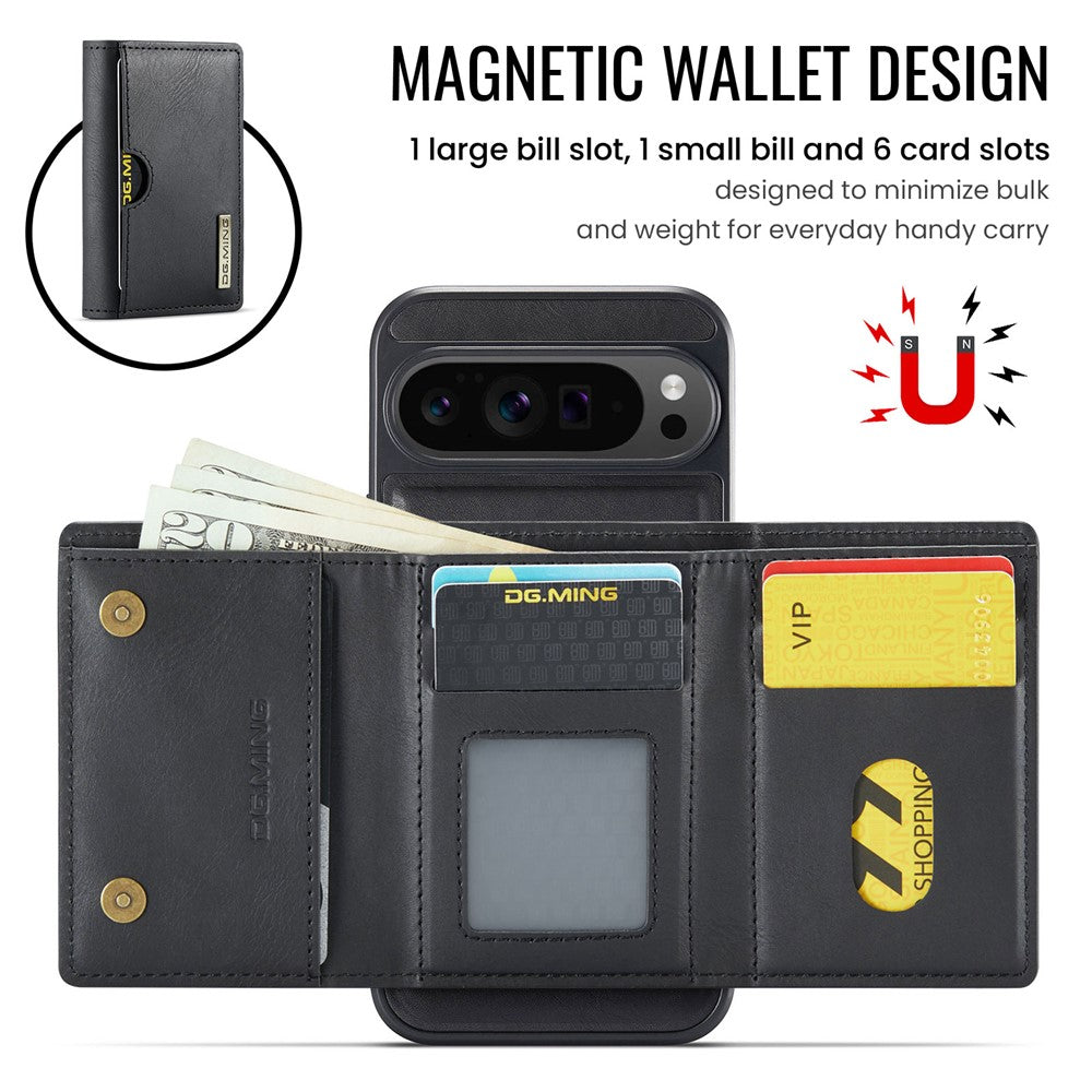 DG.MING M6 Series For Google Pixel 10 Pro XL Case Magnetic Wallet PU + PC + TPU Phone Cover