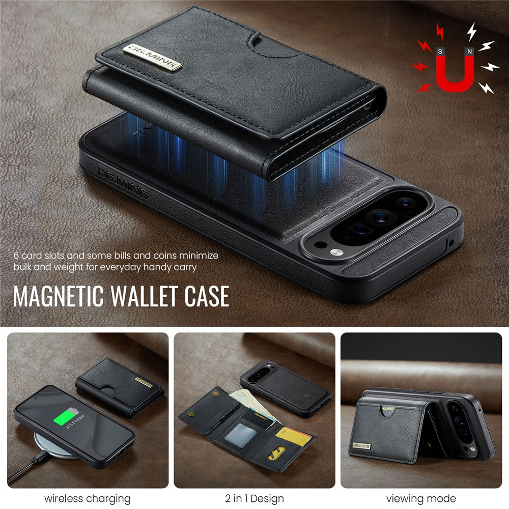 DG.MING M6 Series For Google Pixel 10 Pro XL Case Magnetic Wallet PU + PC + TPU Phone Cover