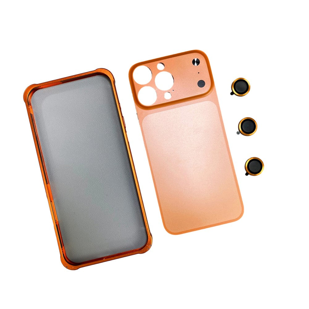 For iPhone 16 Pro Max Metal Case Transfer to 17 Pro Max Phone Cover with Camera Lens Protector