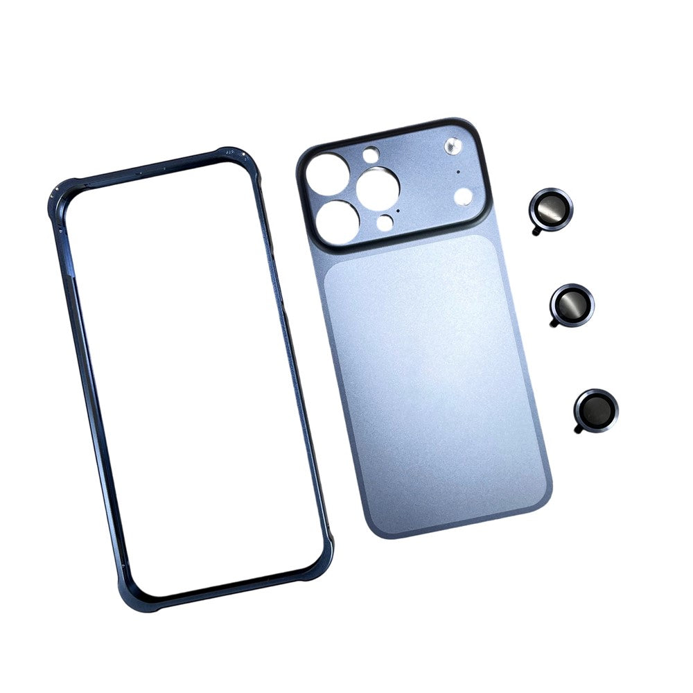 For iPhone 15 Pro Max Metal Case Transfer to 17 Pro Max Phone Cover with Camera Lens Protector