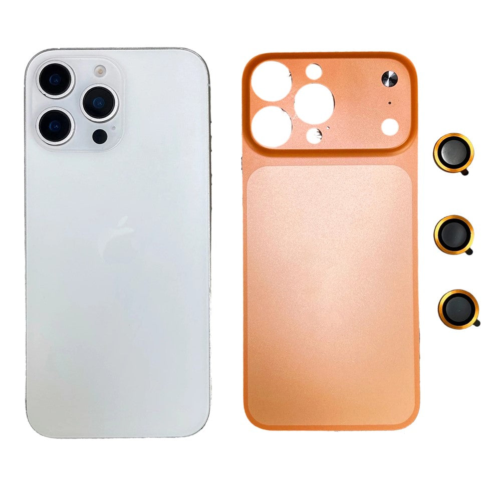For iPhone 15 Pro Max Metal Case Transfer to 17 Pro Max Phone Cover with Camera Lens Protector