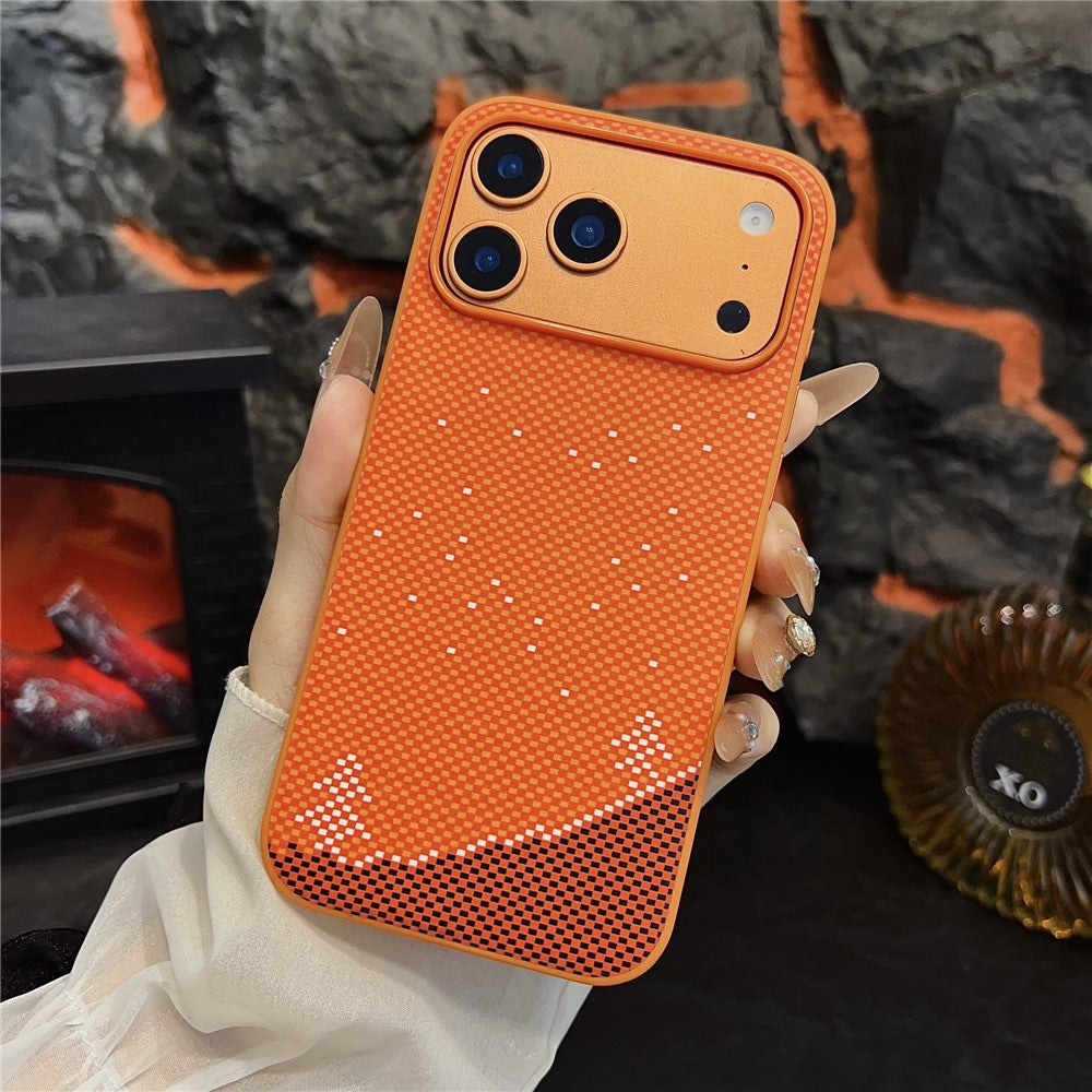 Coque magnétique orange en fibre synthétique + coque arrière en polycarbonate pour iPhone 17 Pro