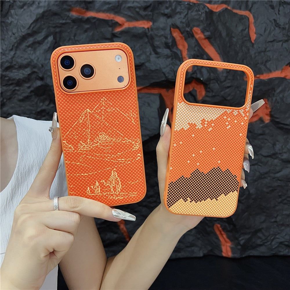 Coque magnétique orange en fibre synthétique + coque arrière en polycarbonate pour iPhone 17 Pro