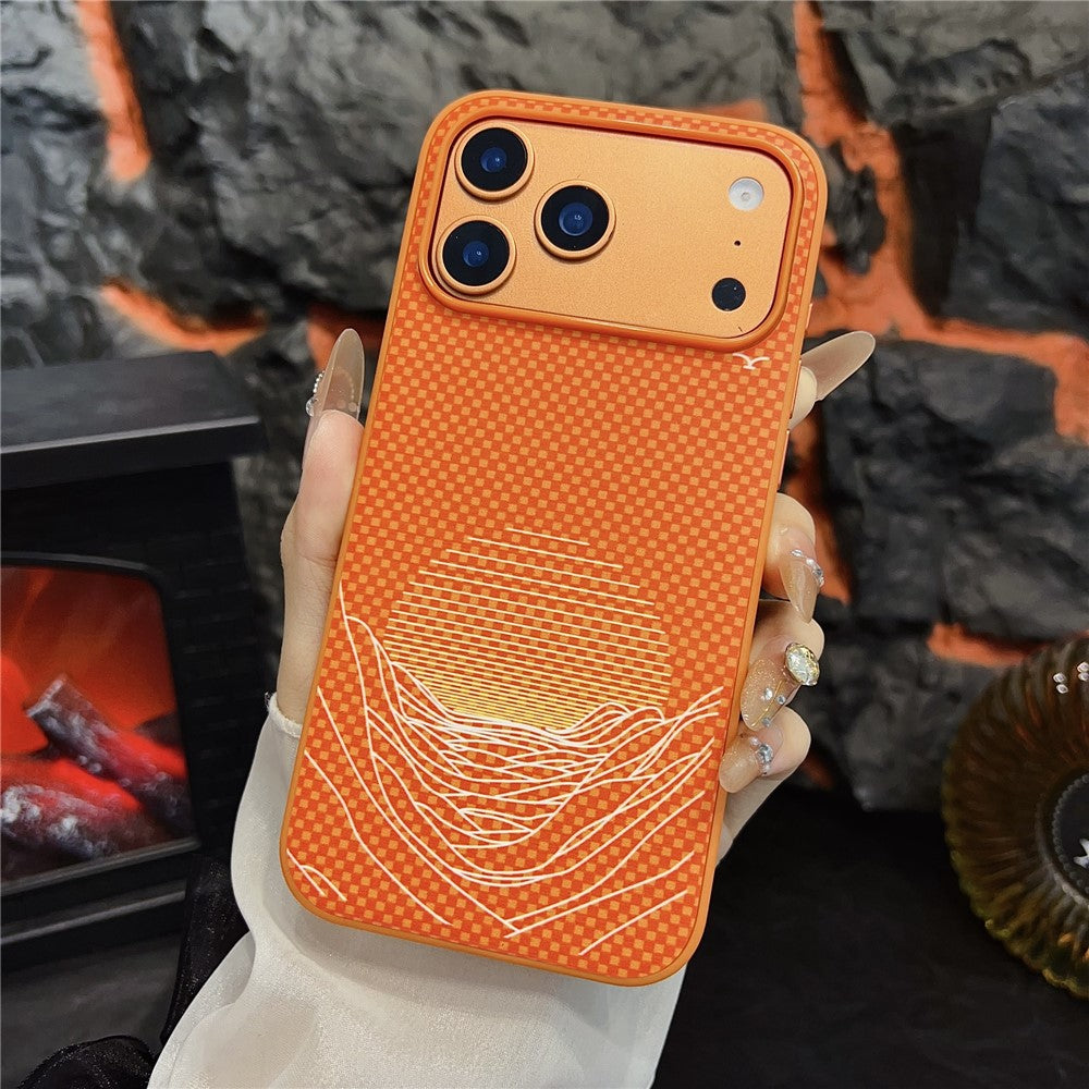 Coque magnétique orange en fibre synthétique + coque arrière en polycarbonate pour iPhone 17 Pro