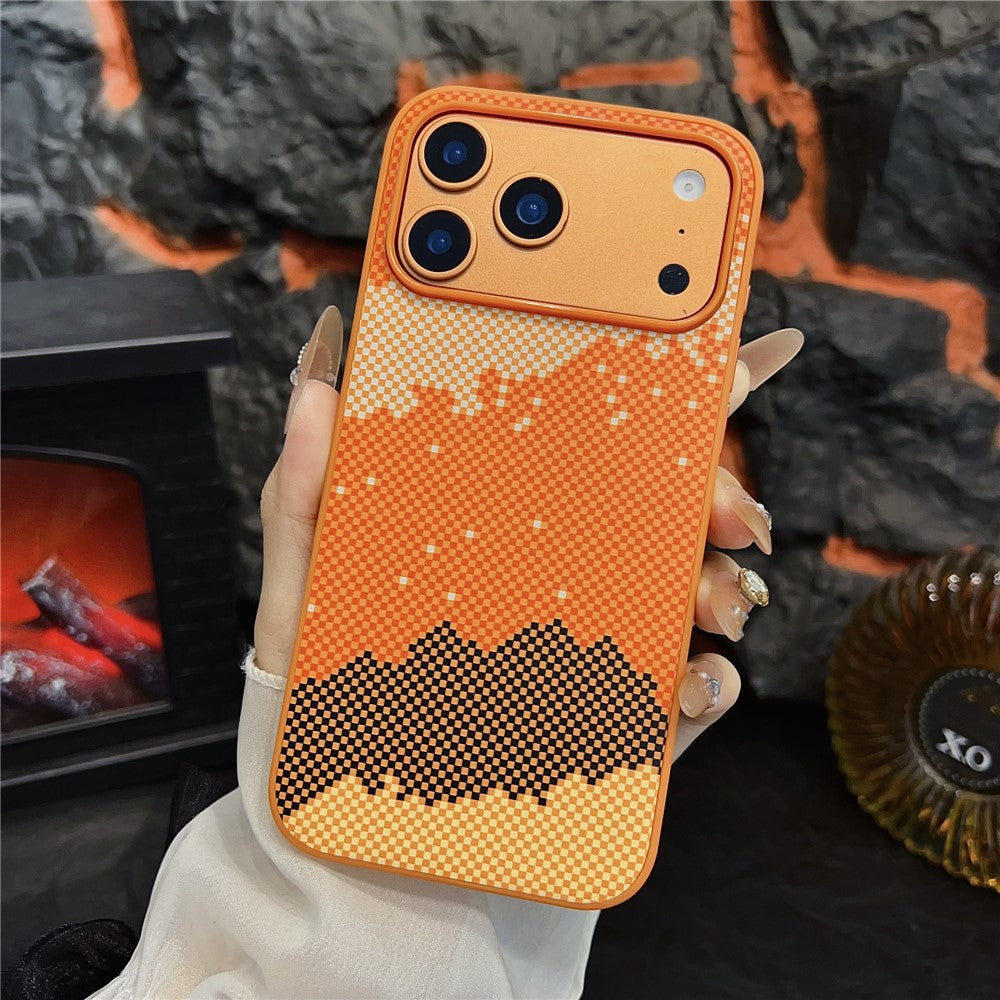 Coque magnétique orange en fibre synthétique + coque arrière en polycarbonate pour iPhone 17 Pro