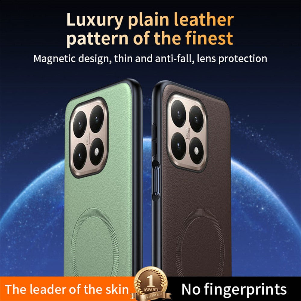 For Xiaomi 15T Magnetic Case Compatible with MagSafe Leather Coated TPU + PC Phone Cover