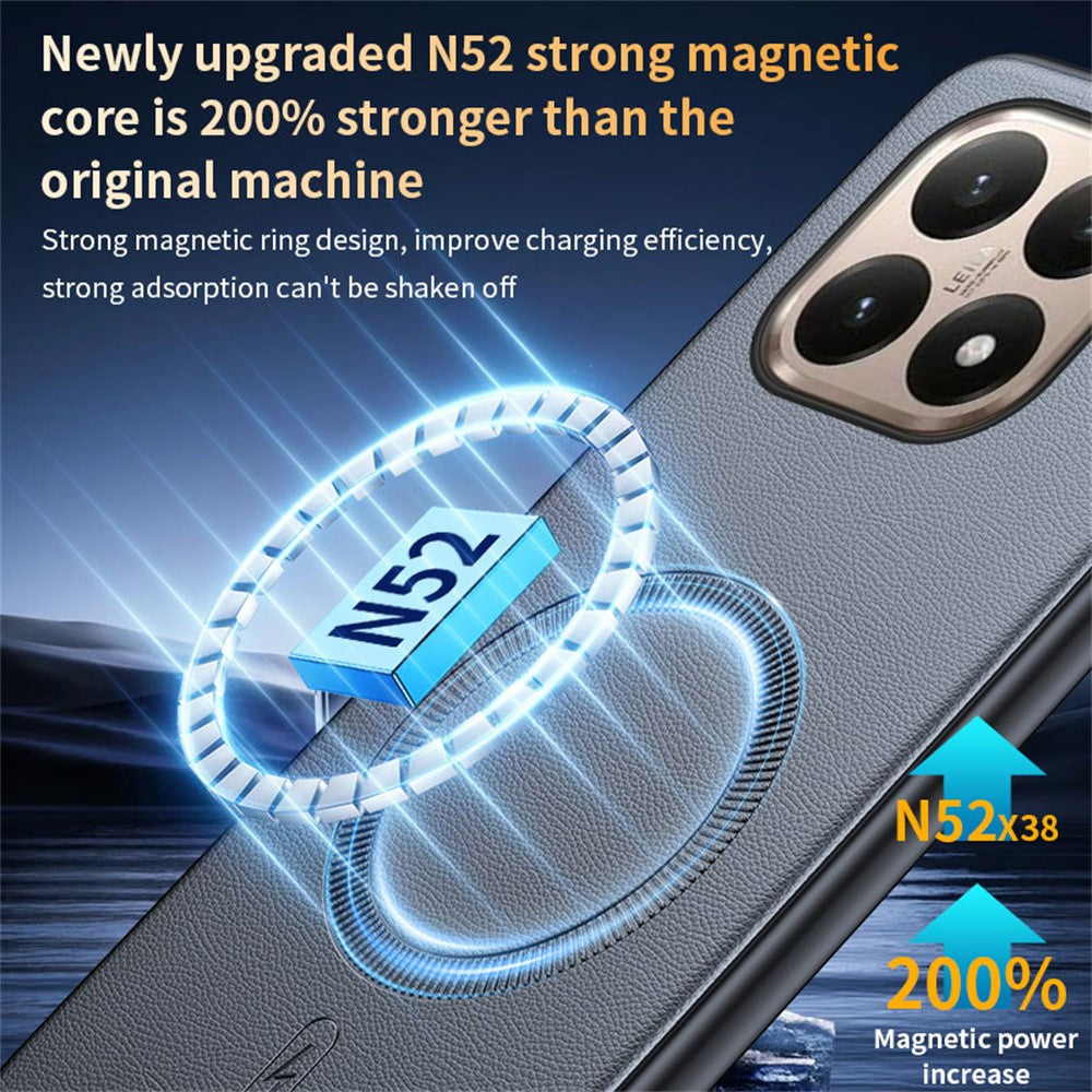 For Xiaomi 15T Magnetic Case Compatible with MagSafe Leather Coated TPU + PC Phone Cover