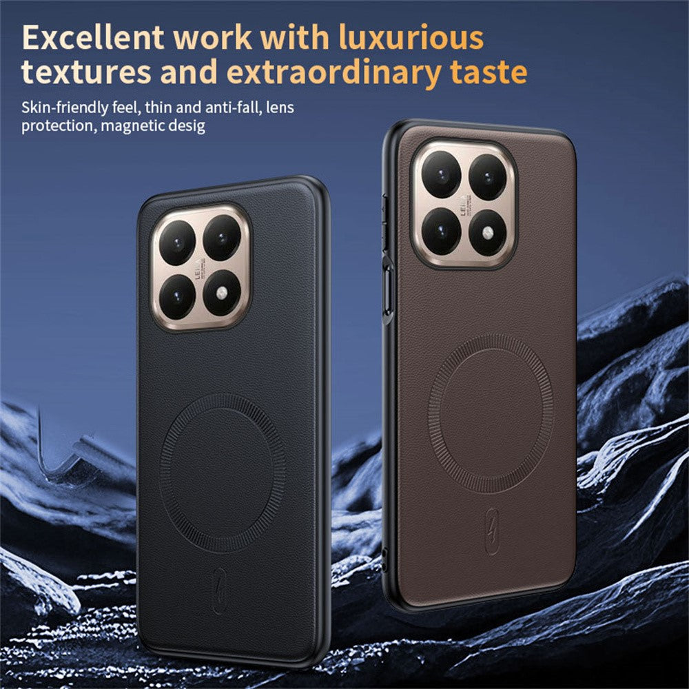 For Xiaomi 15T Magnetic Case Compatible with MagSafe Leather Coated TPU + PC Phone Cover