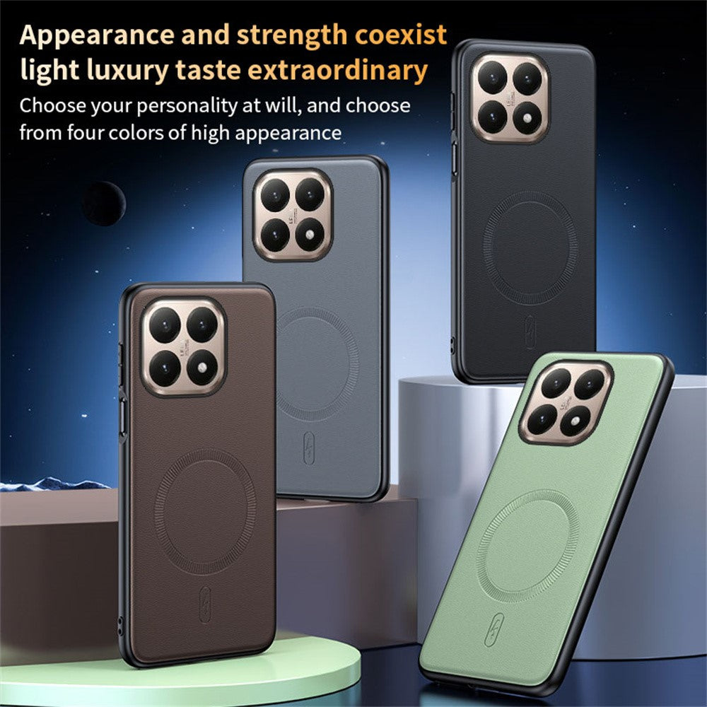 For Xiaomi 15T Magnetic Case Compatible with MagSafe Leather Coated TPU + PC Phone Cover