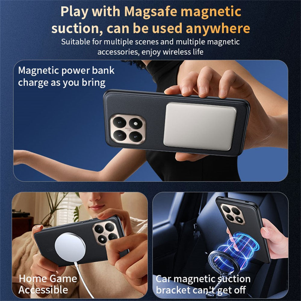For Xiaomi 15T Magnetic Case Compatible with MagSafe Leather Coated TPU + PC Phone Cover