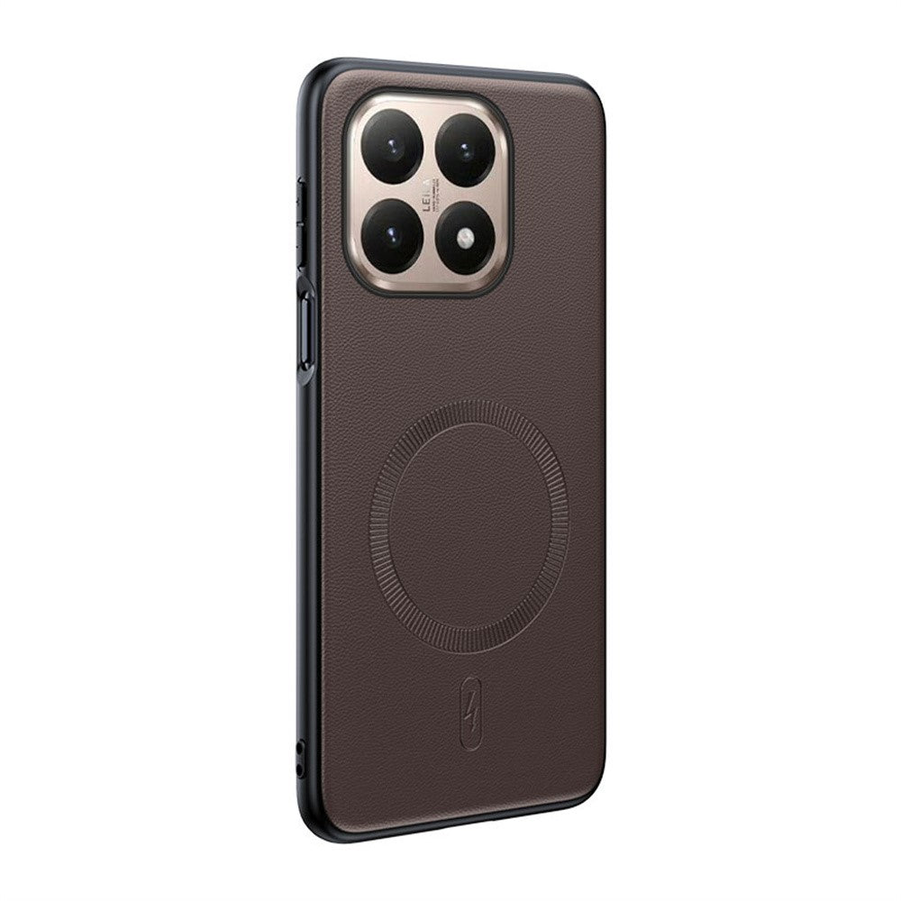 For Xiaomi 15T Magnetic Case Compatible with MagSafe Leather Coated TPU + PC Phone Cover