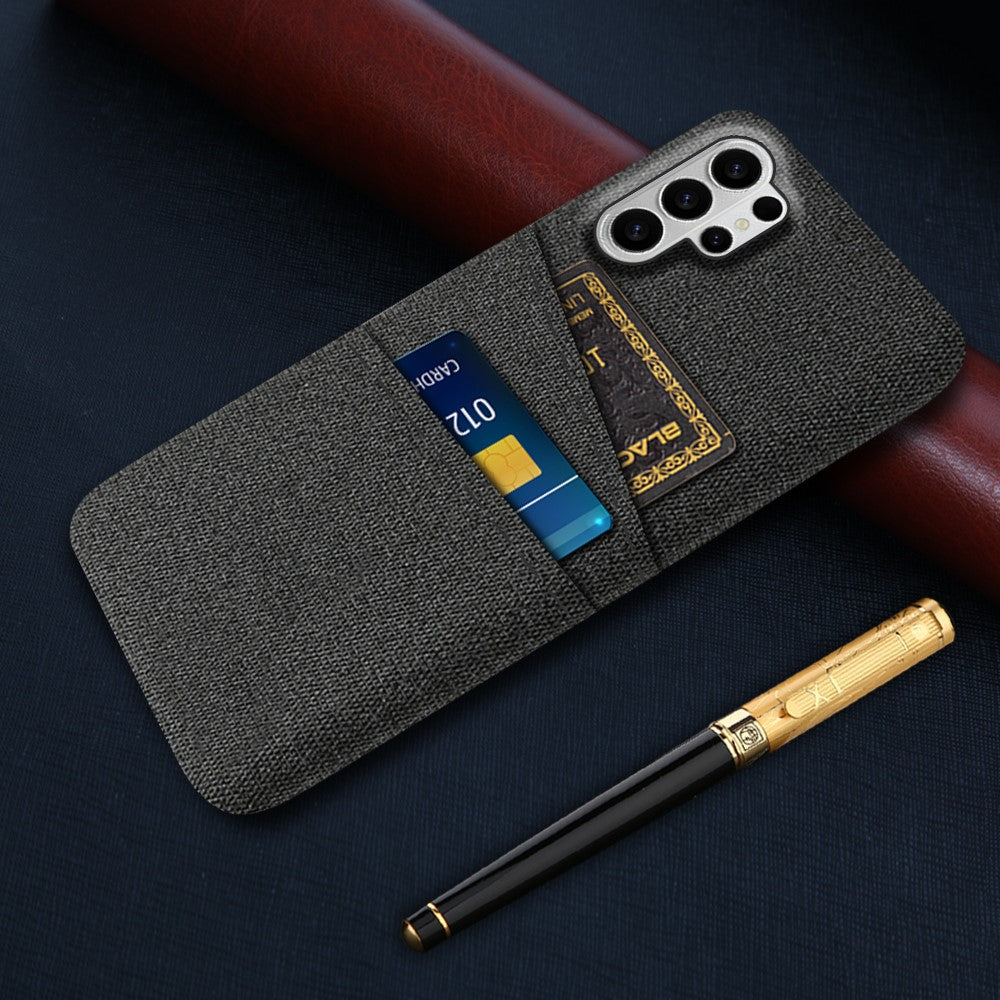 For Samsung Galaxy S26 Ultra Case Cloth + Hard PC Phone Cover with Dual Card Slots