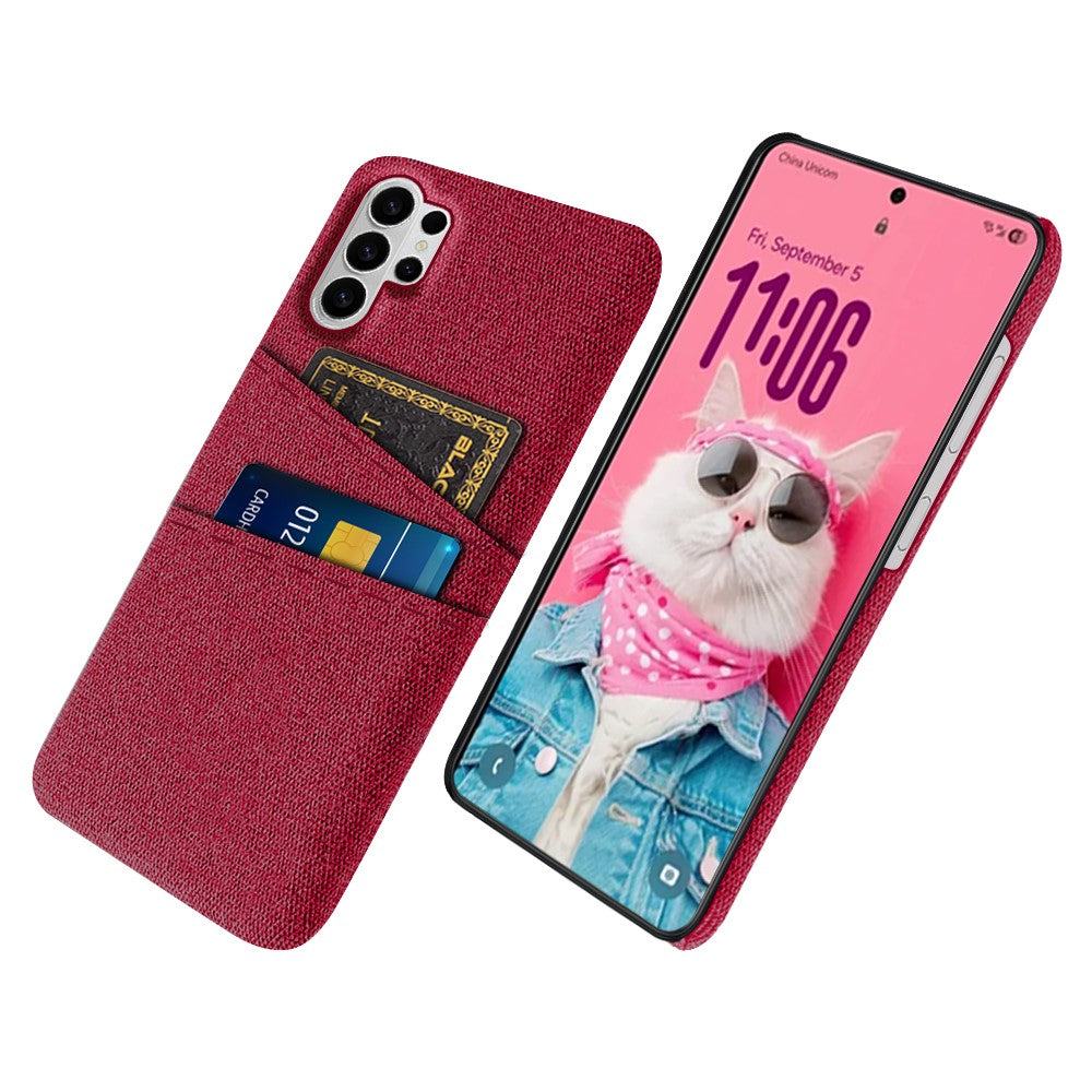 For Samsung Galaxy S26 Ultra Case Cloth + Hard PC Phone Cover with Dual Card Slots
