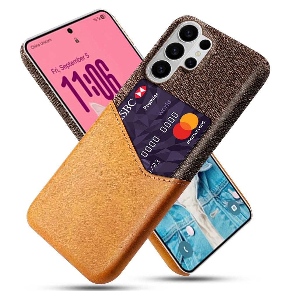 For Samsung Galaxy S26 Ultra Case PU Leather Cloth Texture Hard PC Phone Cover with Card Holder
