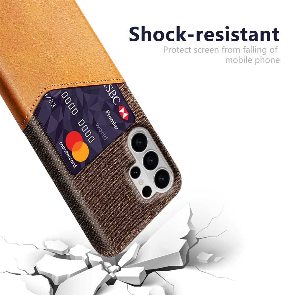 For Samsung Galaxy S26 Ultra Case PU Leather Cloth Texture Hard PC Phone Cover with Card Holder