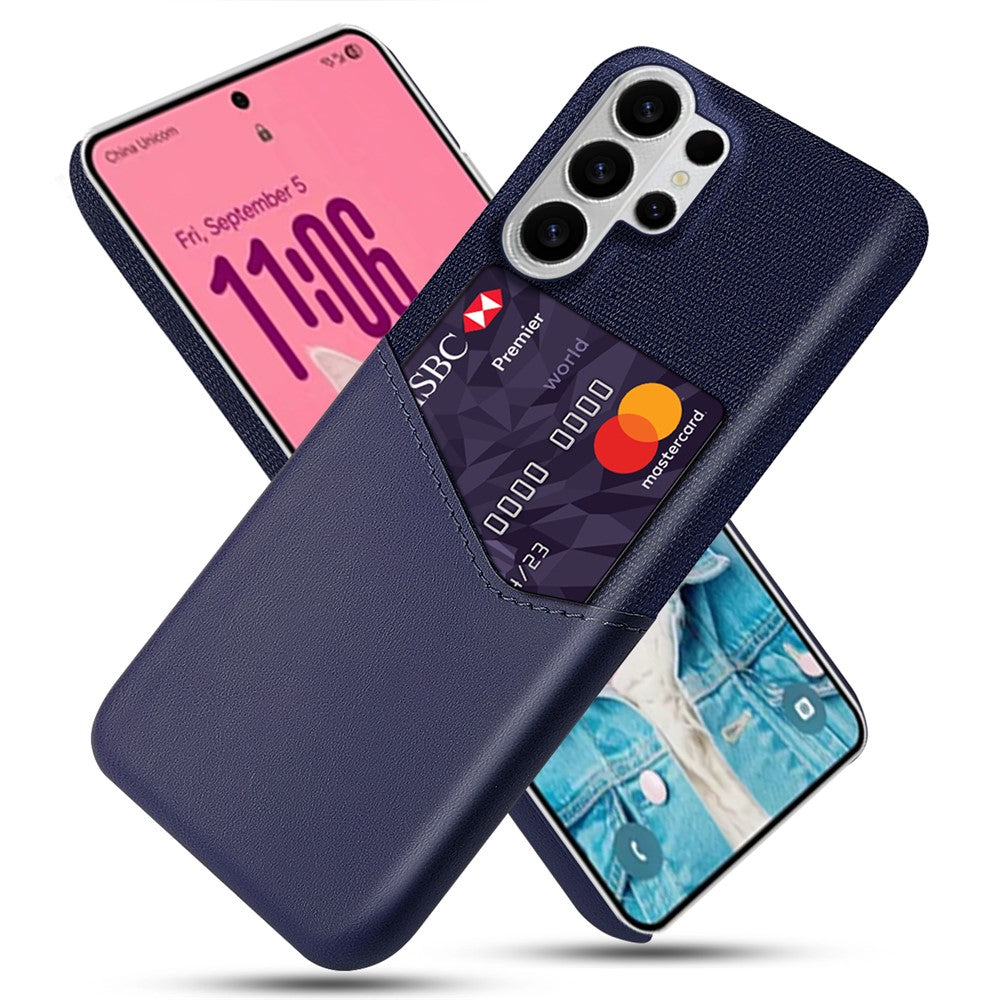 For Samsung Galaxy S26 Ultra Case PU Leather Cloth Texture Hard PC Phone Cover with Card Holder