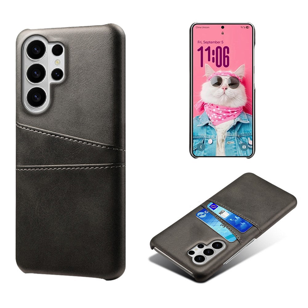 For Samsung Galaxy S26 Ultra Case Dual Card Slots PU Leather + Hard PC Phone Cover