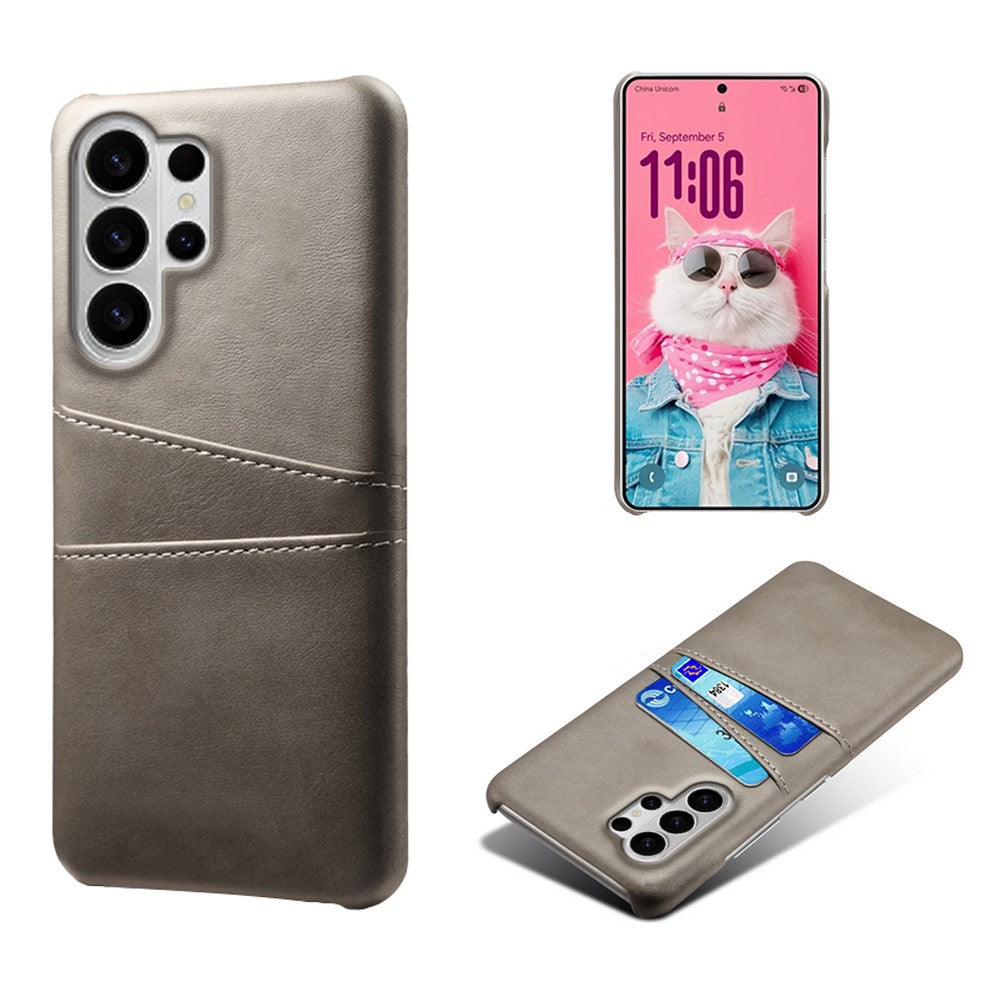 For Samsung Galaxy S26 Ultra Case Dual Card Slots PU Leather + Hard PC Phone Cover