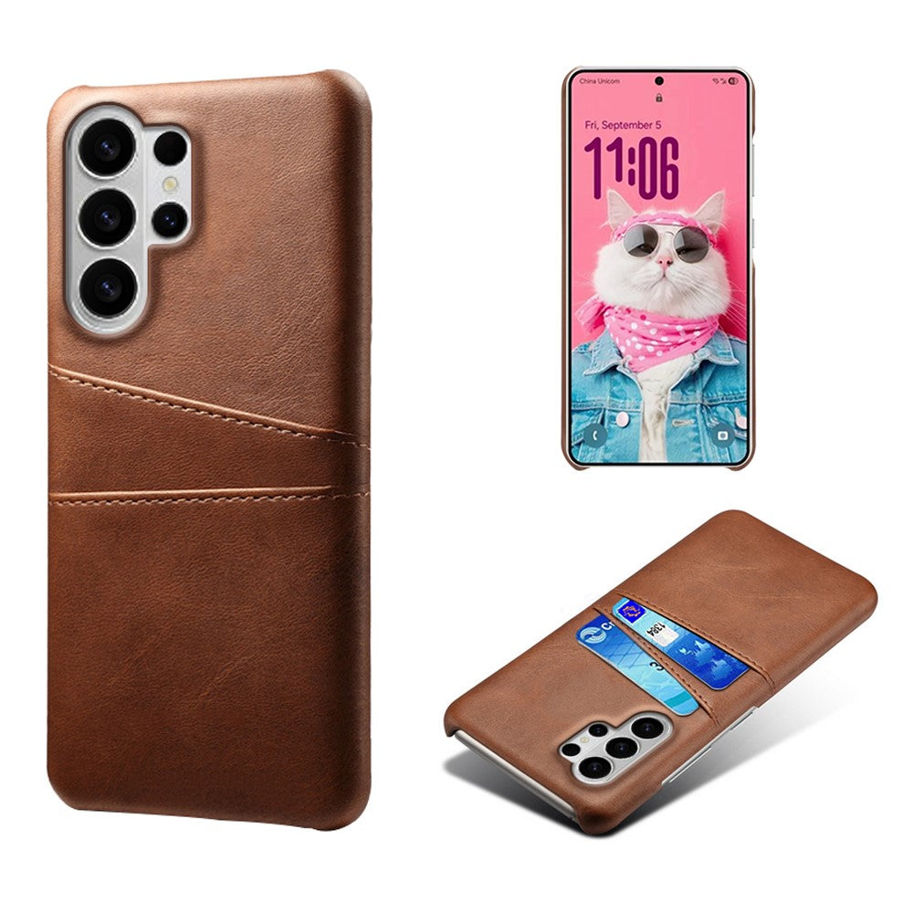 For Samsung Galaxy S26 Ultra Case Dual Card Slots PU Leather + Hard PC Phone Cover