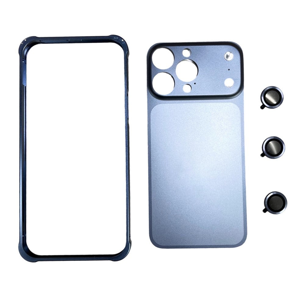 For iPhone 15 Pro Metal Case Transfer to 17 Pro Phone Cover with Camera Lens Protector