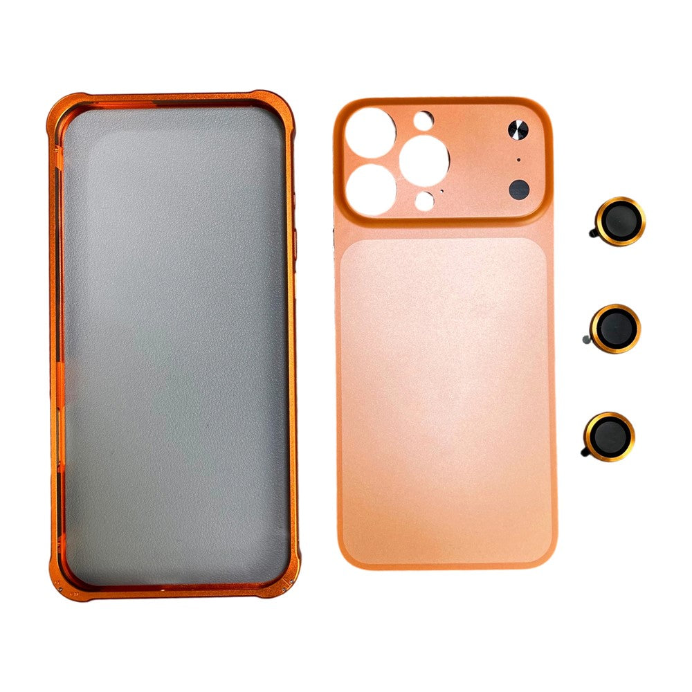 For iPhone 13 Pro Metal Case Transfer to 17 Pro Phone Cover with Camera Lens Protector