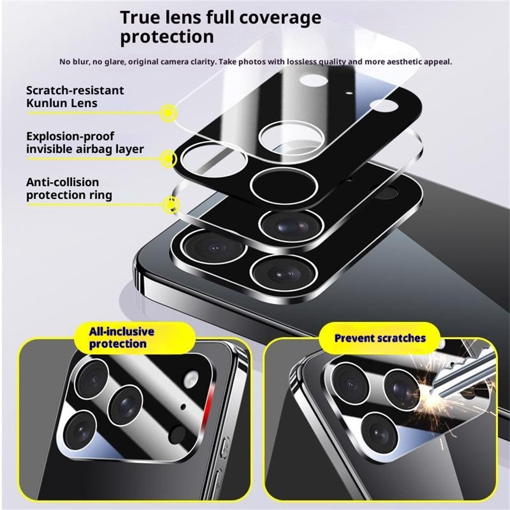 Coque pour iPhone 17 Pro Max, revêtement arrière en polycarbonate électroplaqué avec protection d'objectif pour appareil photo