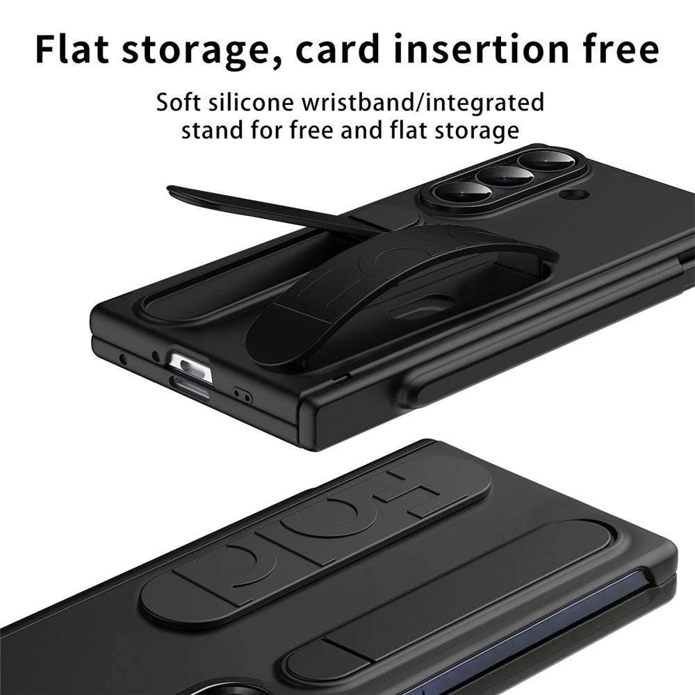 For Samsung Galaxy Z Fold7 5G Case Card Holder Kickstand Wristband PC Phone Cover with Stylus / Pen Slot