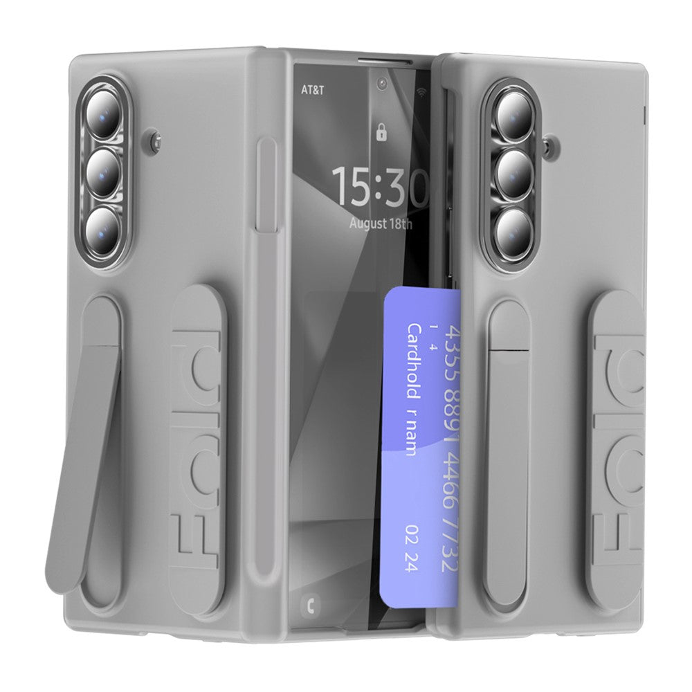 For Samsung Galaxy Z Fold7 5G Case Card Holder Kickstand Wristband PC Phone Cover with Stylus / Pen Slot