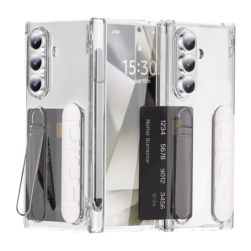 For Samsung Galaxy Z Fold7 5G Case Card Holder Kickstand Wristband PC Phone Cover with Stylus / Pen Slot