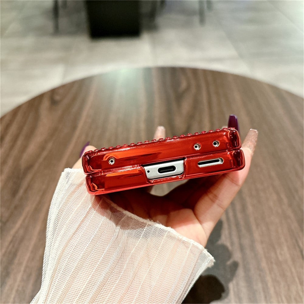 For Honor Magic V Flip 2 Case Shiny Glitter Ring Holder PC Phone Cover with Tempered Glass Rear Screen Film