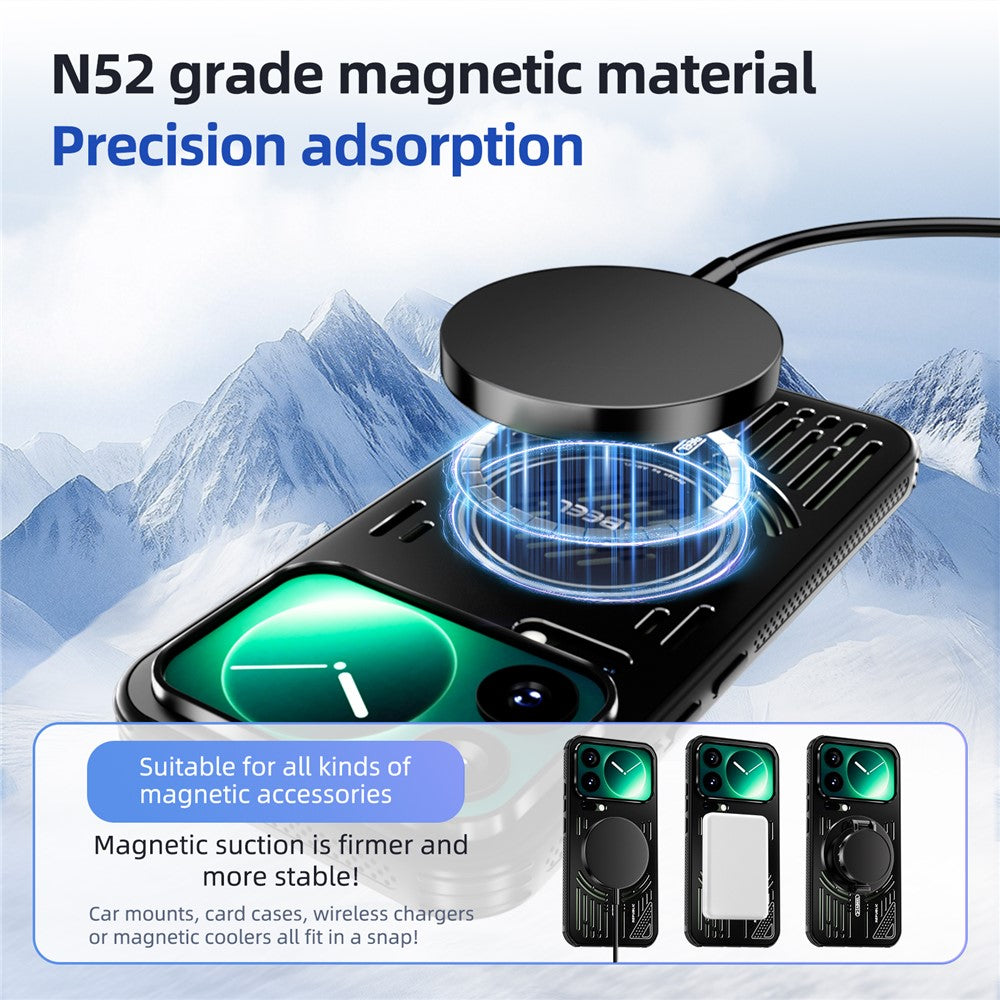 ABEEL For Xiaomi 17 Pro Max Magnetic Cooling Case Compatible with MagSafe TPU + PC + Aluminium Phone Cover