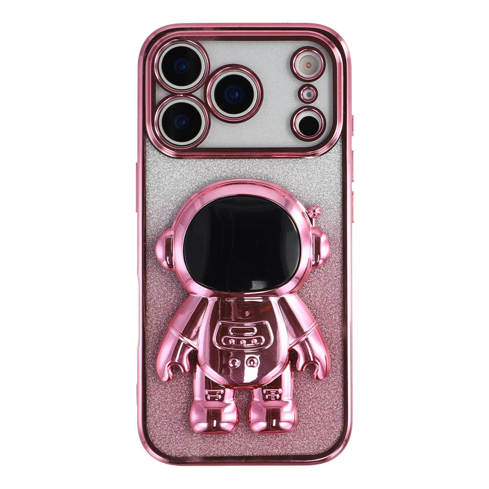 For iPhone 17 Pro Max Case with Astronaut Kickstand PC + TPU Phone Cover Shiny Glitter