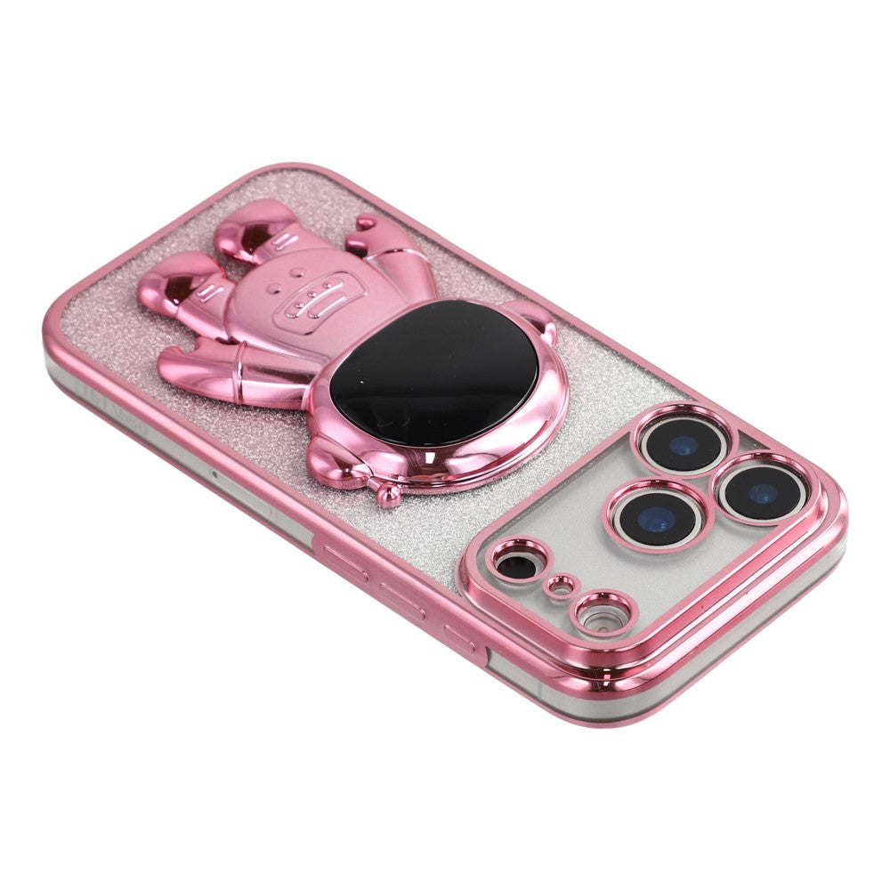 For iPhone 17 Pro Max Case with Astronaut Kickstand PC + TPU Phone Cover Shiny Glitter