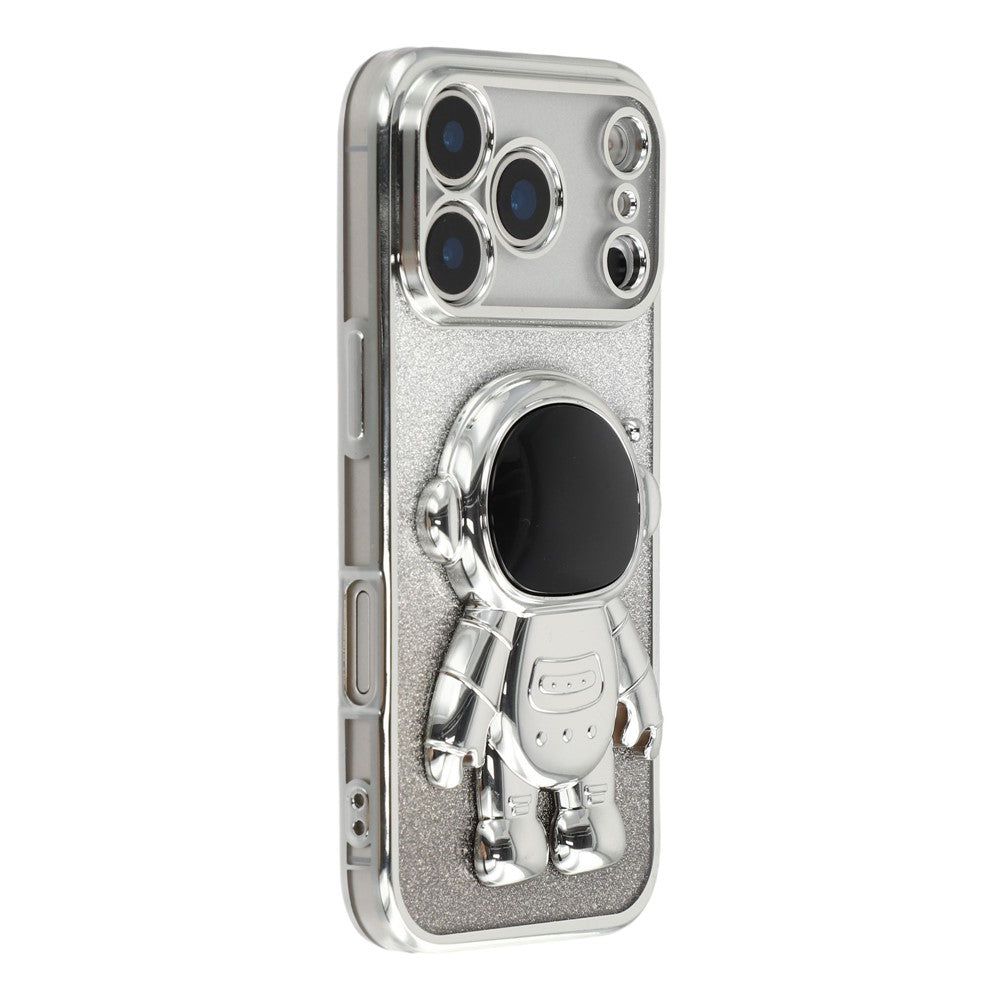For iPhone 17 Pro Max Case with Astronaut Kickstand PC + TPU Phone Cover Shiny Glitter