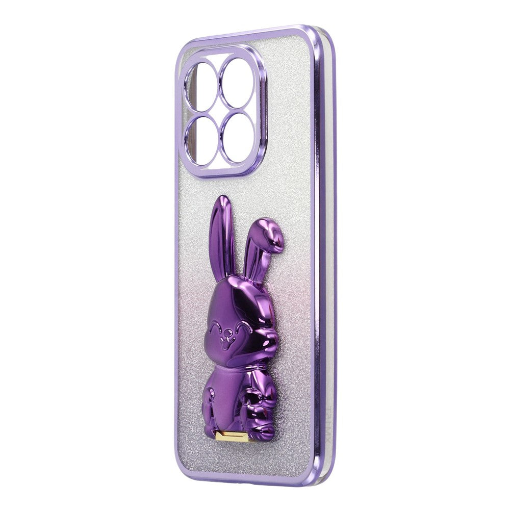 For Xiaomi 15T Case Electroplating Glitter Rabbit PC + TPU Phone Cover with Kickstand