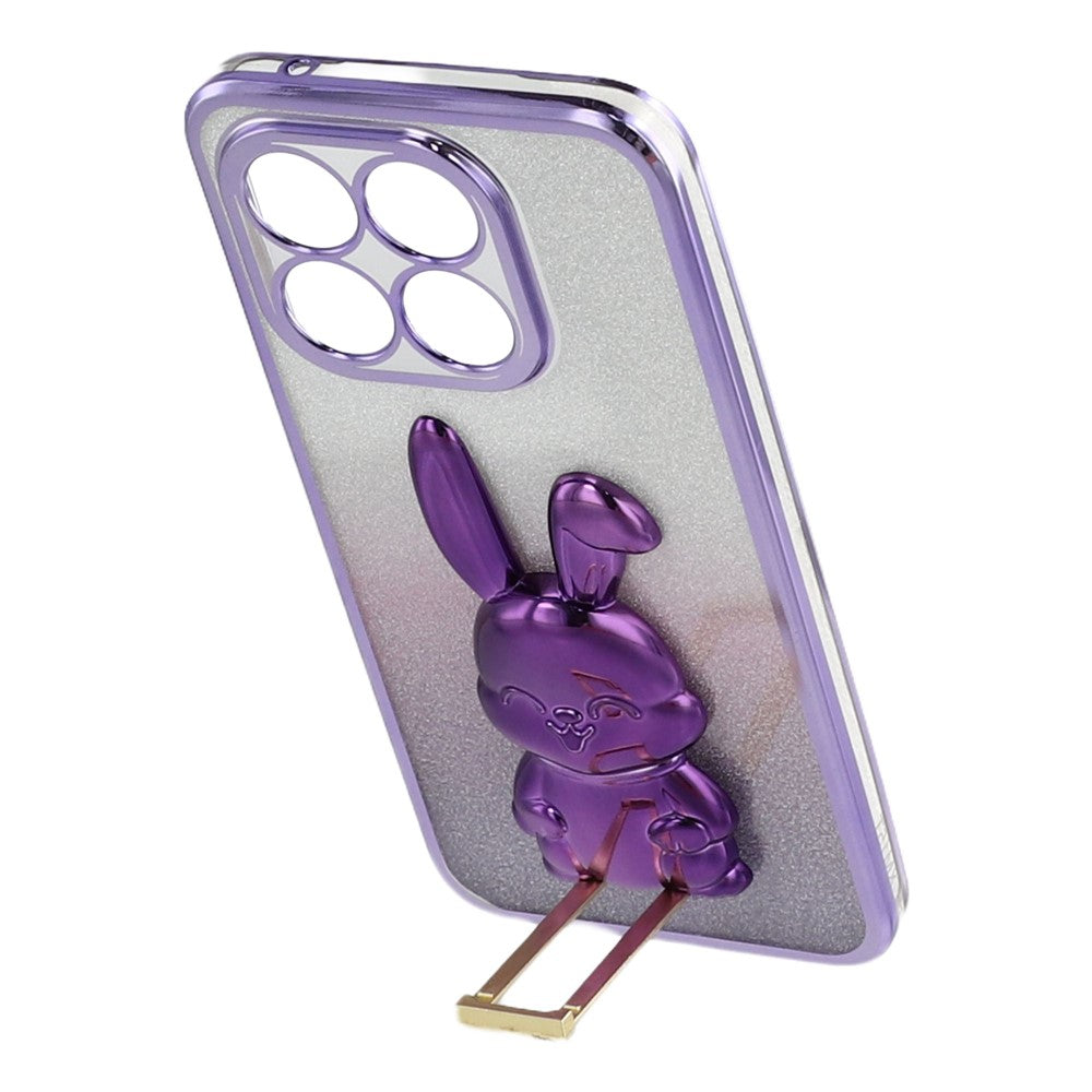 For Xiaomi 15T Case Electroplating Glitter Rabbit PC + TPU Phone Cover with Kickstand