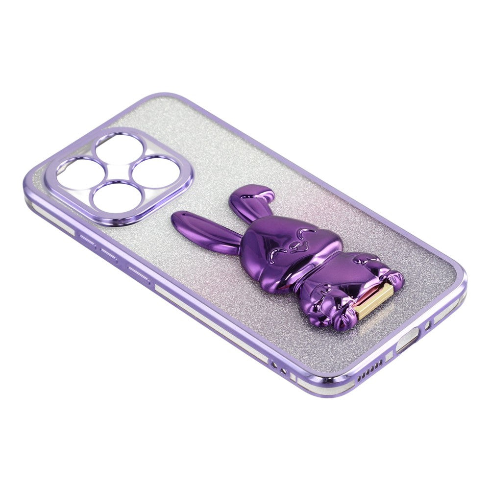For Xiaomi 15T Case Electroplating Glitter Rabbit PC + TPU Phone Cover with Kickstand