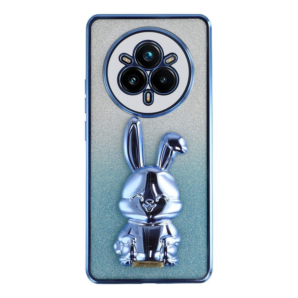 For Realme 14 Pro 5G Case Electroplating Glitter Rabbit PC + TPU Phone Cover with Kickstand